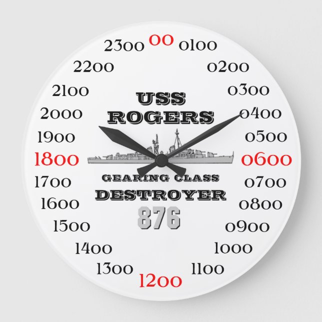 USS Rogers (DD-876) Large Clock (Front)