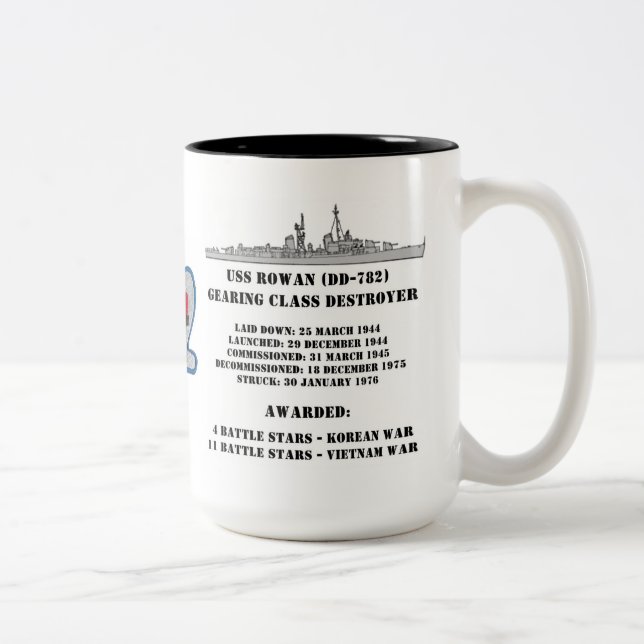 USS Rowan (DD-782) Two-Tone Coffee Mug (Right)