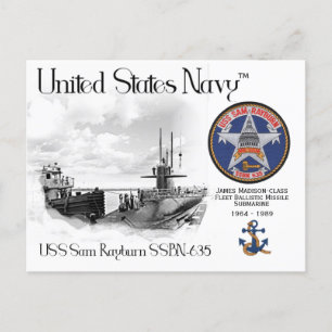 USS SAM RAYBURN SSBN-635 SUBMARINE - POSTCARD