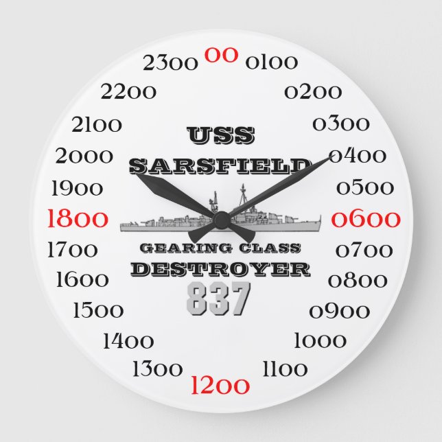 USS Sarsfield (DD-837) Large Clock (Front)