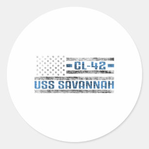 Uss Savannah World War Cruiser Cl-42 Us Army Classic Round Sticker