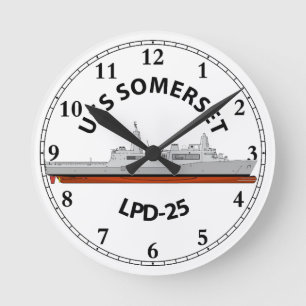 USS SOMERSET , LPD-25, SAN ANTONIO CLASS ROUND CLOCK