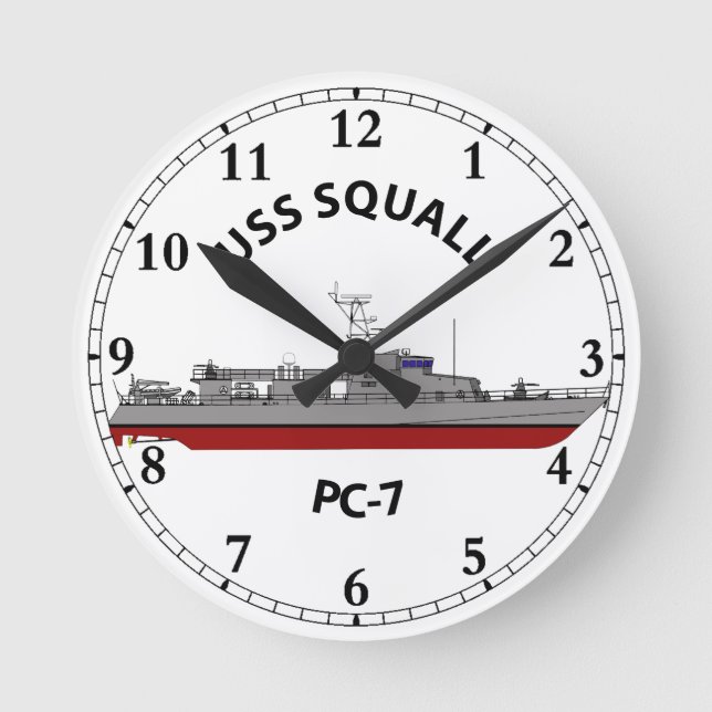 USS Squall PC-7 Patrol Coastal Round Clock (Front)