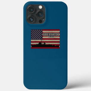 USS Stanton DE 247 WW2 Ship American Flag iPhone 13 Pro Max Case