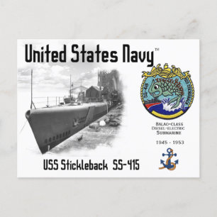 USS STICKLEBACK SS-415 SUBMARINE POSTCARD