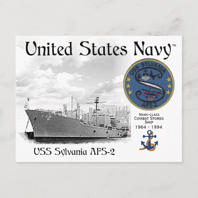 USS SYLVANIA  ATS-2  COMBAT STORES SHIP      POSTCARD (Front)
