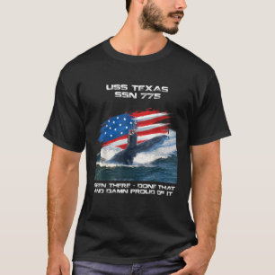 USS Texas SSN 775 American Flag Submarine Veteran T-Shirt