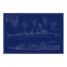 USS The Sullivans blueprint with brothers