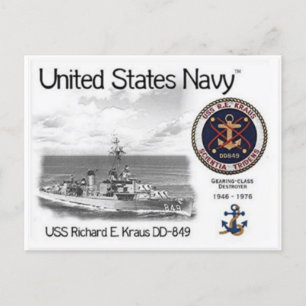 USS USS RICHARD E. KRAUS  DD-849  Postcard Postcar