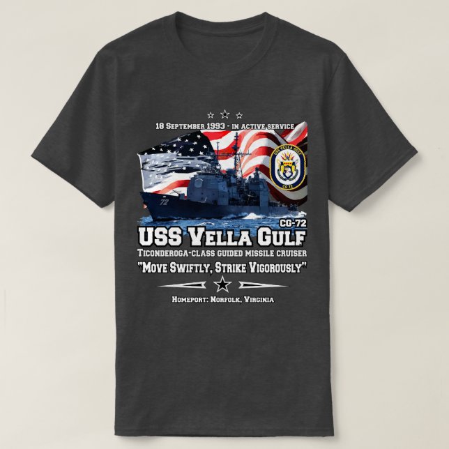 USS Vella Gulf CG72 Cruiser T-Shirt (Design Front)