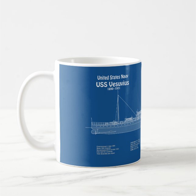 USS Vesuvius - Ship Blueprint Plans ABD Coffee Mug (Left)