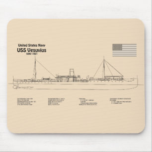 USS Vesuvius - Ship Blueprint Plans SD Mouse Pad