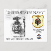 USS VON STEUBEN SSN-632 SUBMARINE - POSTCARD