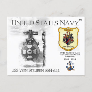 USS VON STEUBEN SSN-632 SUBMARINE - POSTCARD