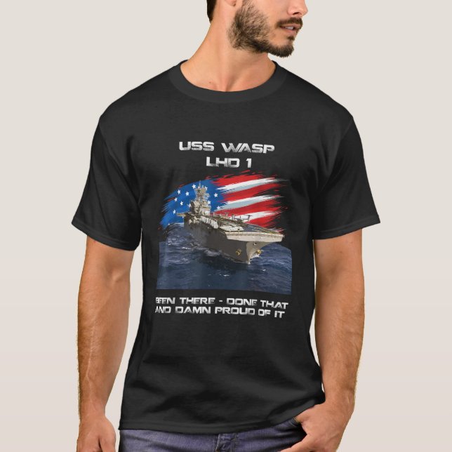 USS Wasp LHD 1 Amphibious Assault Ship Veteran USA T-Shirt (Front)