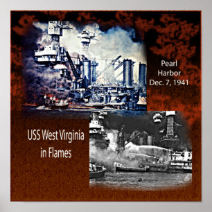 USS West Virgina, Pearl Harbour 1941 Small Poster