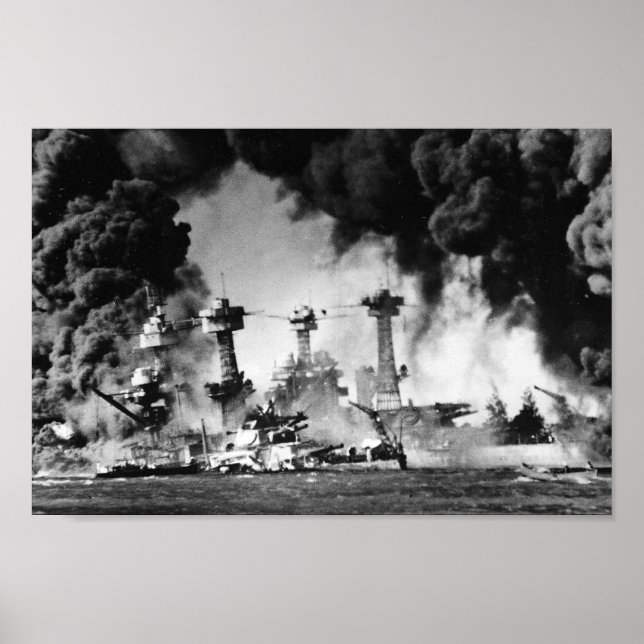 USS West Virginia at Pearl Harbour Poster (Front)