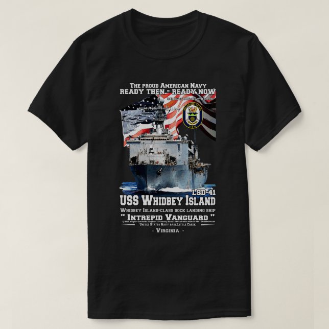 USS Whidbey Island LSD41 navy ship T-Shirt (Design Front)