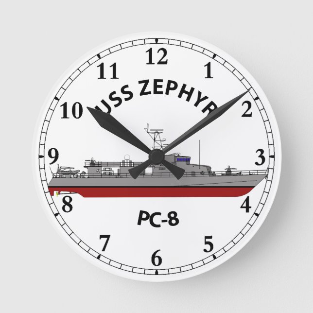 USS Zephyr PC-8 Patrol Coastal Round Clock (Front)