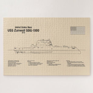USS Zumwalt - Ship Blueprint Plans SD Jigsaw Puzzle