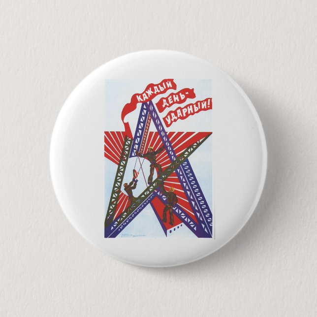 USSR CCCP Cold War Soviet Union Propaganda Posters 6 Cm Round Badge (Front)