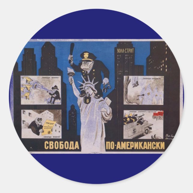 USSR CCCP Cold War Soviet Union Propaganda Posters Classic Round Sticker (Front)