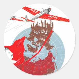 USSR CCCP Cold War Soviet Union Propaganda Posters Classic Round Sticker