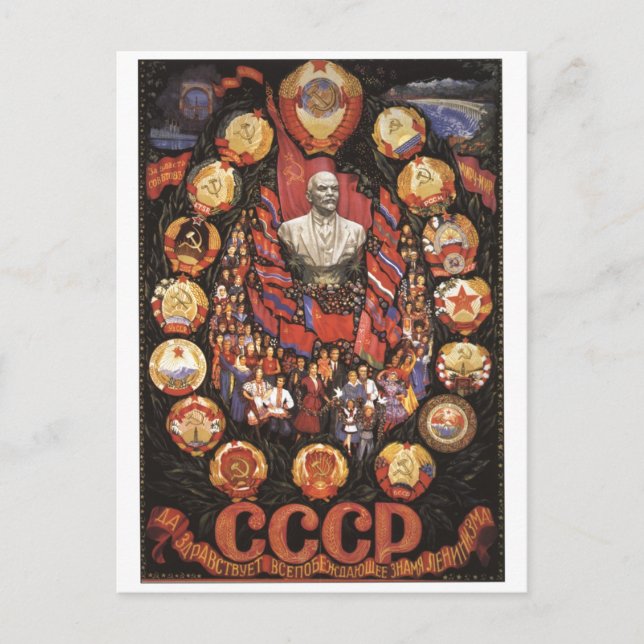 USSR CCCP Cold War Soviet Union Propaganda Posters Postcard (Front)