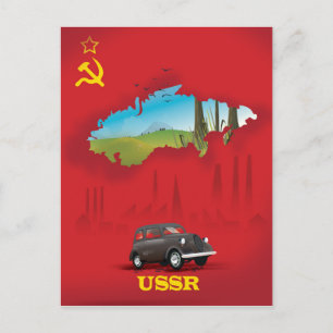 USSR Illustrated map poster Postcard