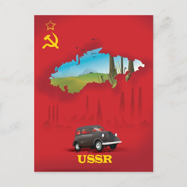 USSR Illustrated map poster Postcard (Front)