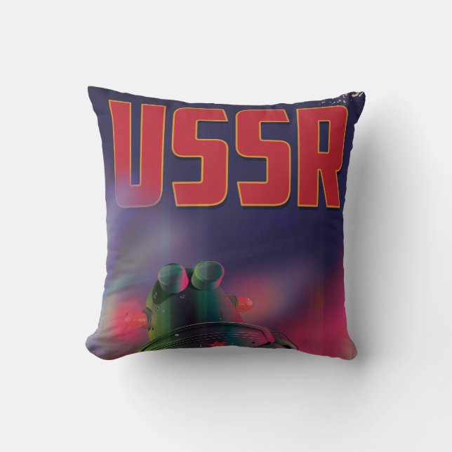 USSR soviet russia cartoon travel poster art. Cushion (Front)