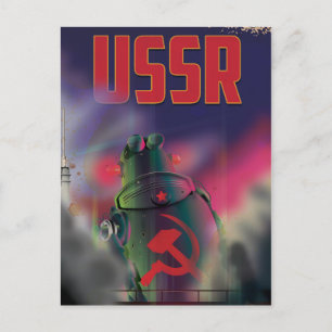 USSR soviet russia cartoon travel poster art. Postcard