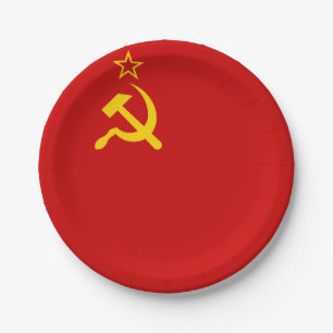 USSR Soviet Union Communist Sickle and Hammer Paper Plate