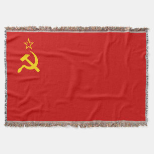 USSR Soviet Union Communist Sickle and Hammer Throw Blanket