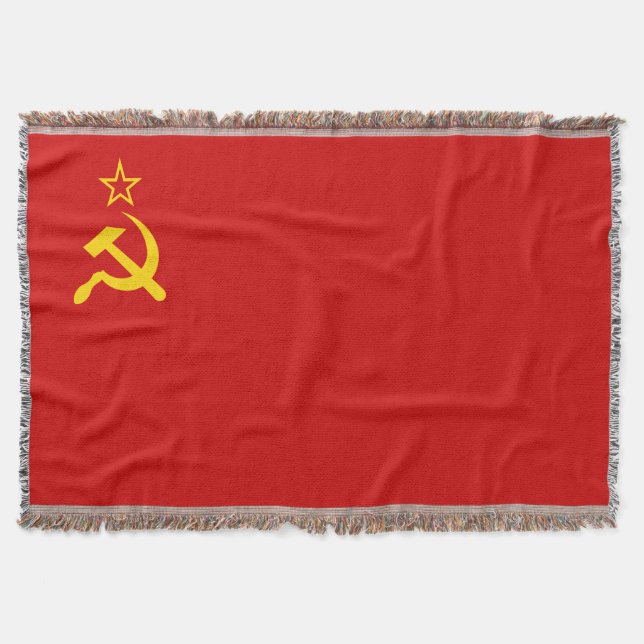 USSR Soviet Union Communist Sickle and Hammer Throw Blanket (Front)