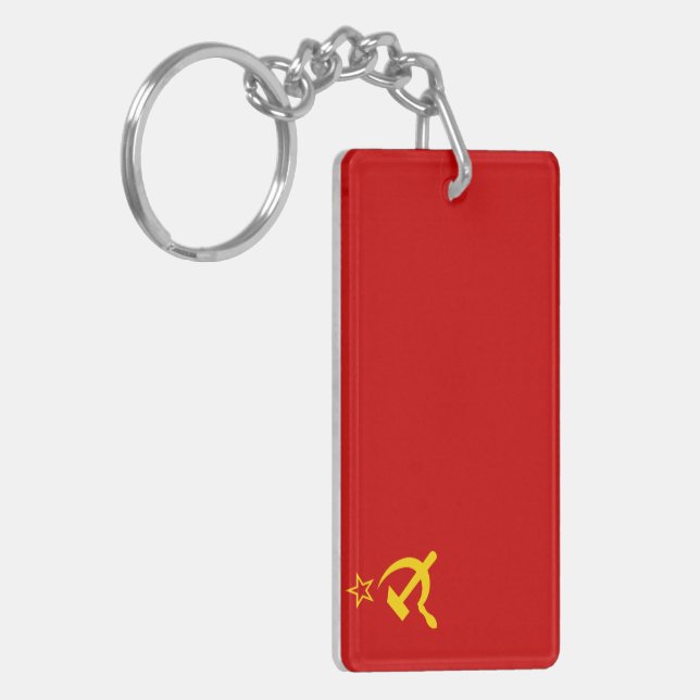 USSR Soviet Union Flag Communist Sickle and Hammer Key Ring (Front Left)