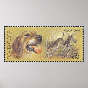 USSR Stamp Poster Hunting Dog 03