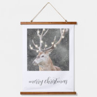 ustic Watercolor Winter Stag Christmas