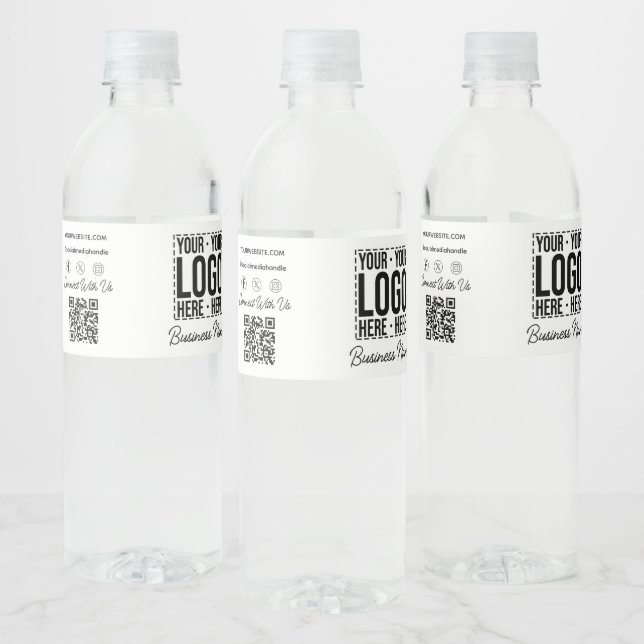 ustom Business Logo Corporate Company Modern Cool Water Bottle Label (Bottles)