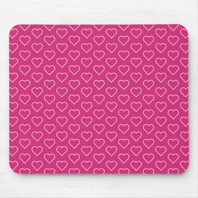 ustom Colours Mouse Pad with Pink Love Hearts (Front)