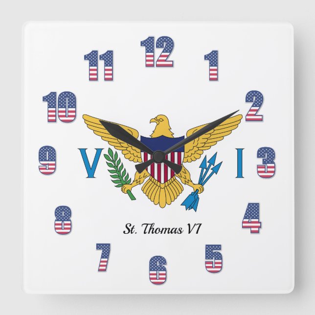 USVI American Paradise Caribbean Flag Square Wall Clock (Front)