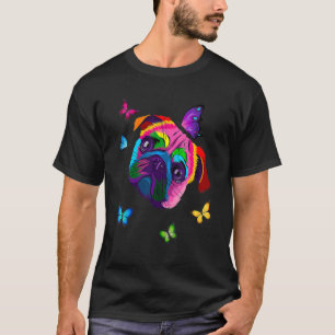 Ut Pug Dog Coloured Pug Colourful Butterflies Pug T-Shirt