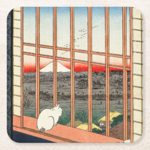 Utagawa Hiroshige - Asakusa Rice fields Square Paper Coaster