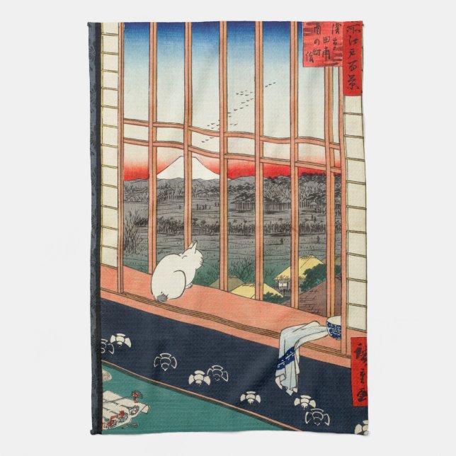 Utagawa Hiroshige - Asakusa Rice fields Tea Towel (Vertical)