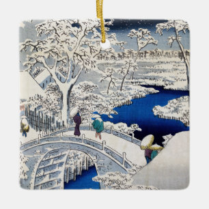 Utagawa Hiroshige - Drum Bridge at Meguro Ceramic Ornament