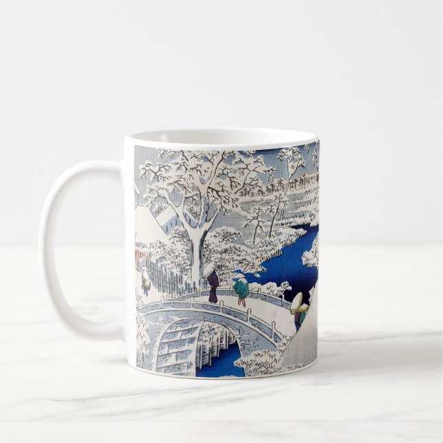 Utagawa Hiroshige - Drum Bridge at Meguro Coffee Mug (Left)