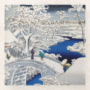 Utagawa Hiroshige - Drum Bridge at Meguro Glass Coaster