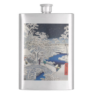 Utagawa Hiroshige - Drum Bridge at Meguro Hip Flask