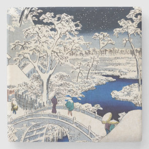 Utagawa Hiroshige - Drum Bridge at Meguro Stone Coaster