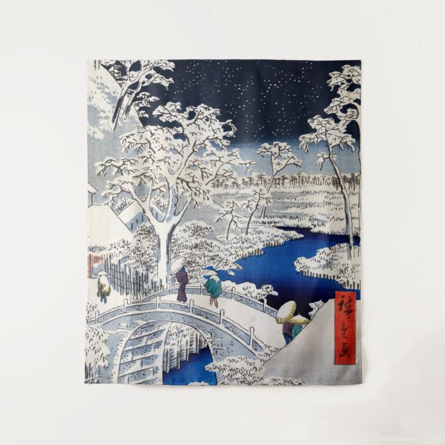 Utagawa Hiroshige - Drum Bridge at Meguro Tapestry (Front)